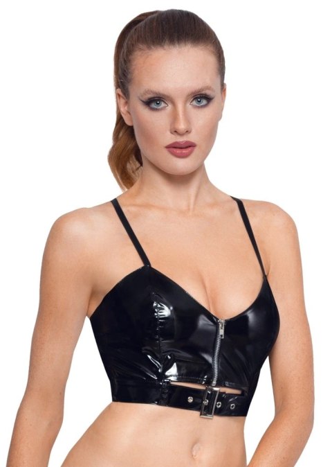 Black Level Top Vinylowy Czarny Zamek Regulowane Ramiączka M Black Level