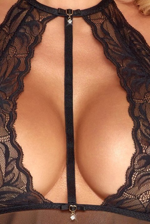 Kissable Babydoll L/XL czarna - koronkowa haleczka + stringi Kissable