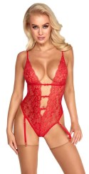 Kissable Body Koronkowe Czerwone L/XL z Paskami do Pończoch Kissable