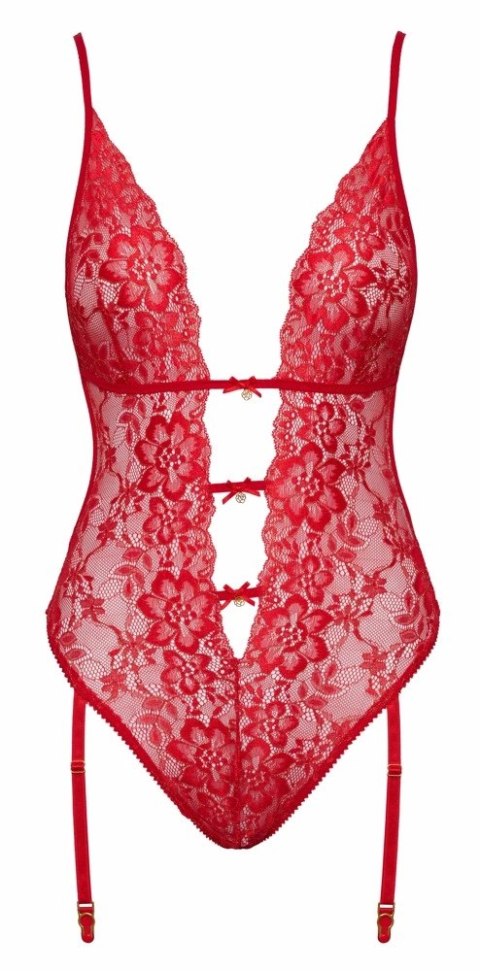 Kissable Body Koronkowe Czerwone L/XL z Paskami do Pończoch Kissable