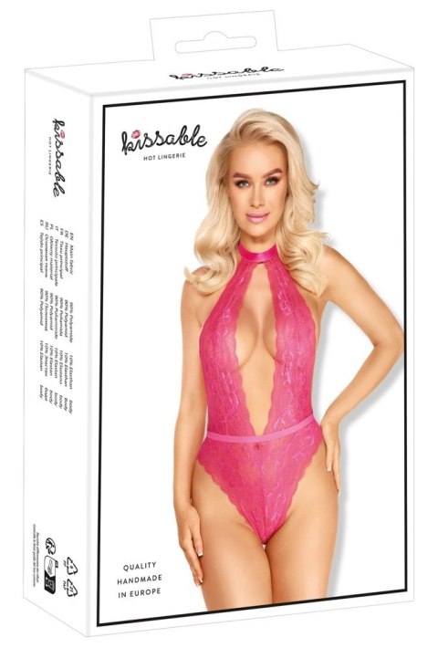 Kissable Body L/XL rożowe koronkowe elastyczne z wiązaniem na szyi Kissable