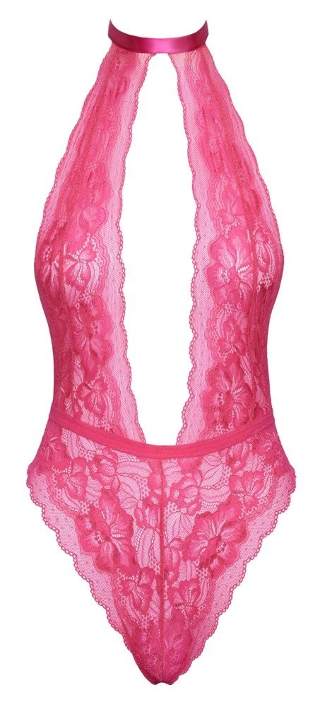 Kissable Body L/XL rożowe koronkowe elastyczne z wiązaniem na szyi Kissable