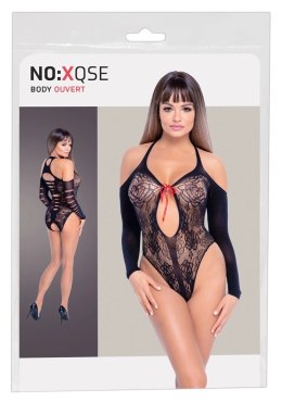 NO:XQSE Body Koronkowe Czarny z Czerwoną Kokardką S-L Elastyczne NO:XQSE