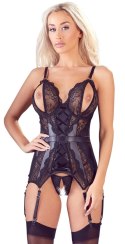 Cottelli Lingerie Koszulka Koronkowa Czarna z Otwartymi Miseczkami M Cottelli