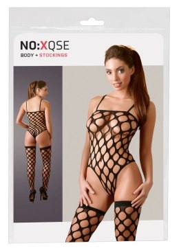 NO:XQSE Body i Pończochy Czarna Siatka S-L Bezszwowy Model NO:XQSE