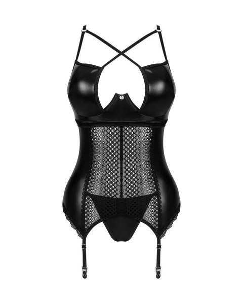 Obsessive Norides Gorset z paskami do pończoch i stringi czarne M/L Obsessive