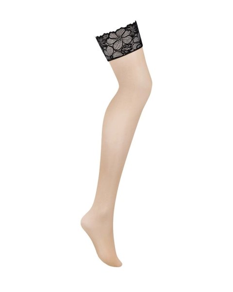 Obsessive Serafia Pończochy Nude XL/2XL z Czarną Koronką Obsessive