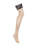 Obsessive Serafia Pończochy Nude z Czarną Koronką XS/S Obsessive