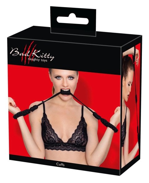 Bad Kitty Cuffs Rope czarne linowe opaski na ręce rozmiar 2 bawełna Bad Kitty