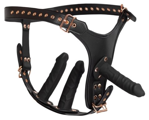 Bad Kitty Strap-On 3D L/XL - System z Trzema Elementami Czarny Bad Kitty