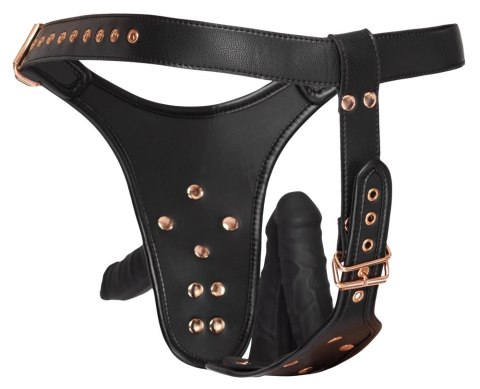 Bad Kitty Strap-On 3D L/XL - System z Trzema Elementami Czarny Bad Kitty