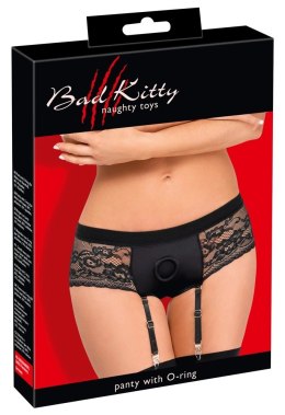 Bad Kitty Strap-On XS z Koronką i Paskami do Pończoch Czarny Bad Kitty