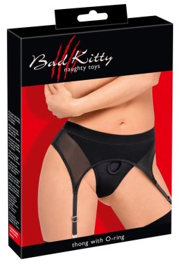 Bad Kitty Stringi z paskiem do pończoch L czarne, uchwyt O3,5cm Bad Kitty