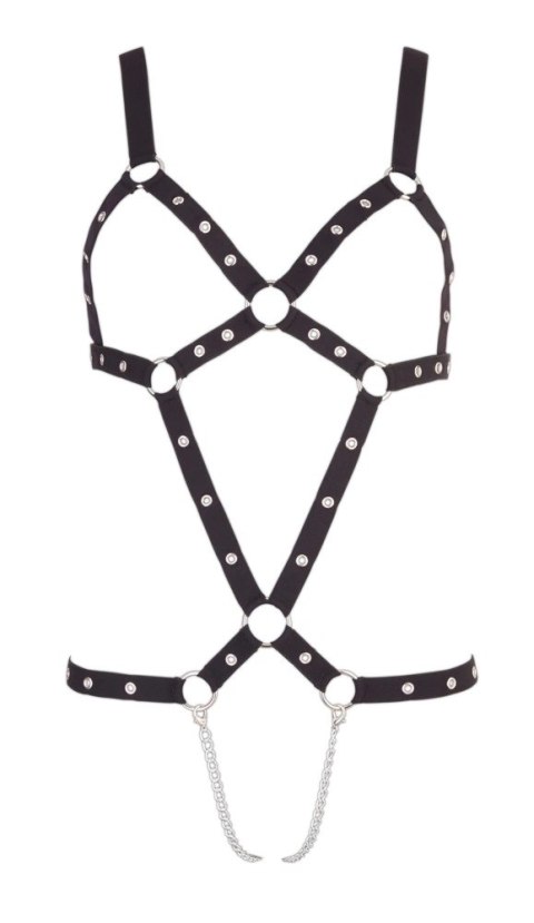 Bad Kitty Body Paseczkowe Czarny Model z Łańcuszkami S-L Bad Kitty
