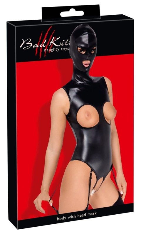 Bad Kitty Body Skorzane Ouvert z Maską 2XL Regulowane Czarne Bad Kitty