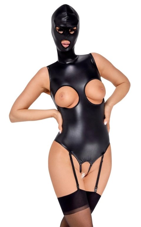Bad Kitty Body imitacja skory z maską, bez biustu, otwarte S Bad Kitty