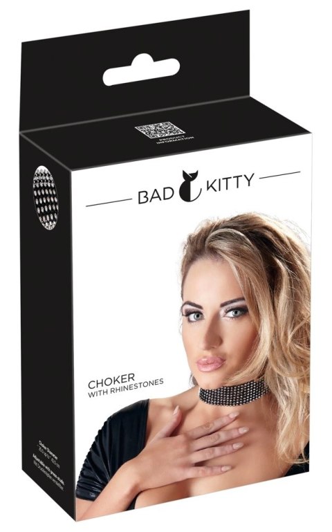 Bad Kitty Czarna Błyszcząca Obroża Anatomiczna Regulowana 25-42cm Bad Kitty