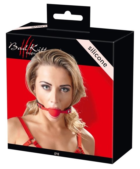 Bad Kitty Czerwony Knebel Silikonowy z Regulacją 42-58 cm Bad Kitty