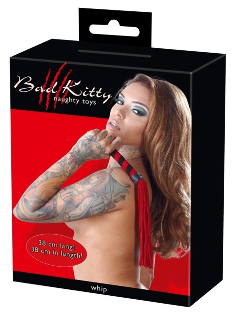 Bad Kitty Red Line - dwukolorowy bicz tekstylny 38 cm Bad Kitty