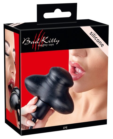 Bad Kitty Regulowany Czarny Knebel Ustny z Pompką Silikonowy 12cm Bad Kitty