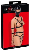 Bad Kitty Zestaw Uprzęży XL z Maską i Regulacją z Ekoskory Czarny Bad Kitty