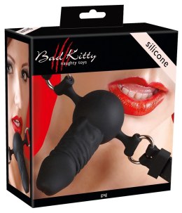 Bad Kitty silikonowy czarny knebel z anatomicznym wkładem 9,5 cm Bad Kitty