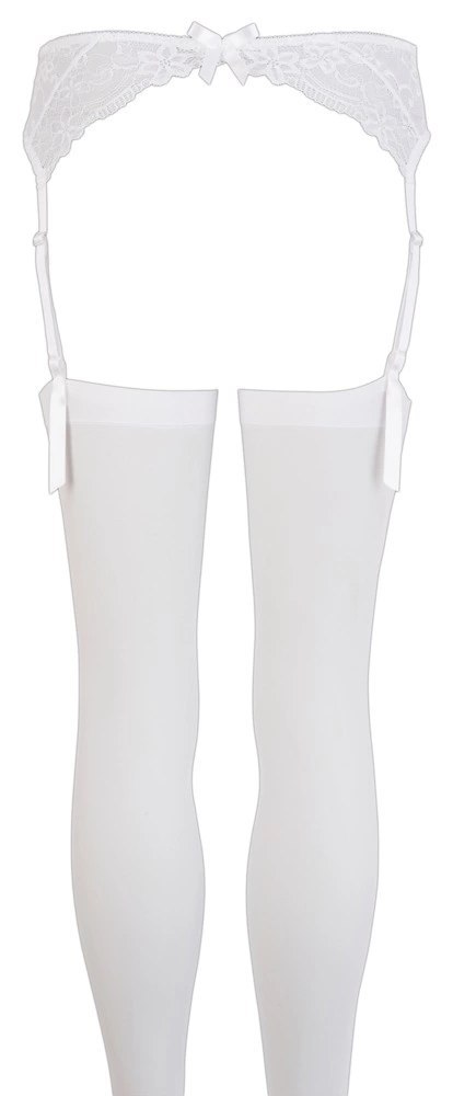 XQSE Koronkowy Pas z Pończochami Białe M/L - Elegancki Zestaw Poliamid NO:XQSE