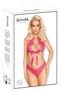 Kissable Komplet Damski Koronkowy Rożowy z Satynową Kokardką L/XL Kissable