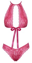 Kissable Komplet Damski Koronkowy Rożowy z Satynową Kokardką L/XL Kissable