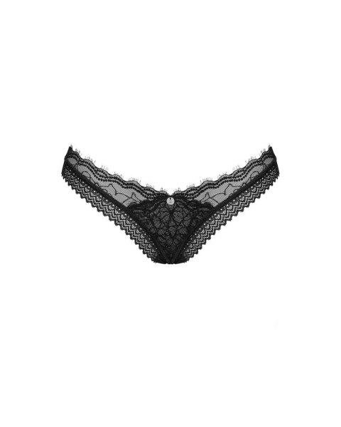 Obsessive Medilla XL/2XL - Czarne stringi z koronką i zdobieniem Obsessive