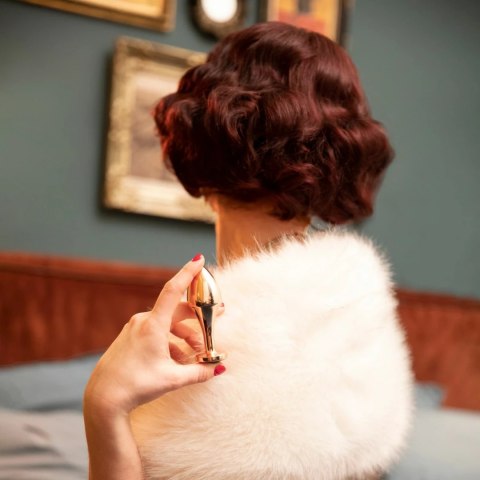 Rosy Gold Nouveau zatyczka anatomiczna z czarnym kryształem, aluminium