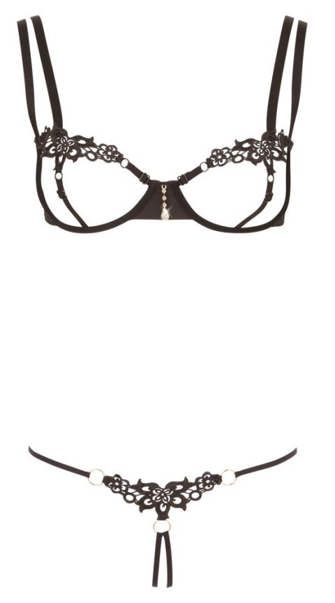 Cottelli Lingerie komplet paskowy czarny dwuczęściowy M Cottelli
