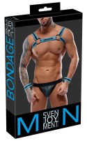 Svenjoyment Bondage uprząż męska z jockiem i mankietami 2XL czarna Svenjoyment