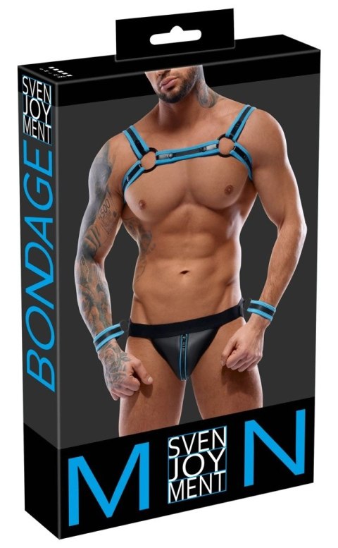 Svenjoyment Bondage uprząż męska z jockiem i mankietami 2XL czarna Svenjoyment