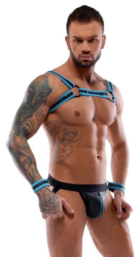 Svenjoyment Bondage uprząż męska z jockiem i mankietami 2XL czarna Svenjoyment