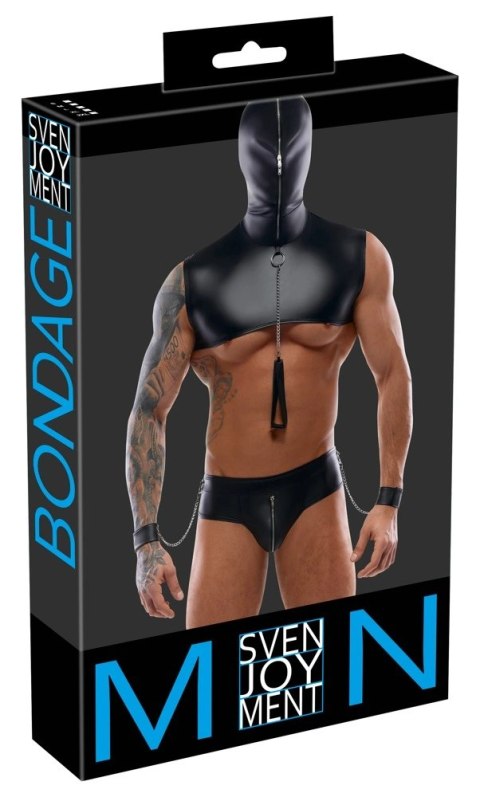 Svenjoyment Bondage zestaw męski matowy czarny 2XL z kapturem i akcesoriami Svenjoyment