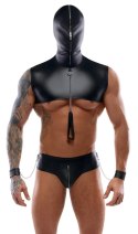 Svenjoyment Bondage zestaw męski matowy czarny 2XL z kapturem i akcesoriami Svenjoyment