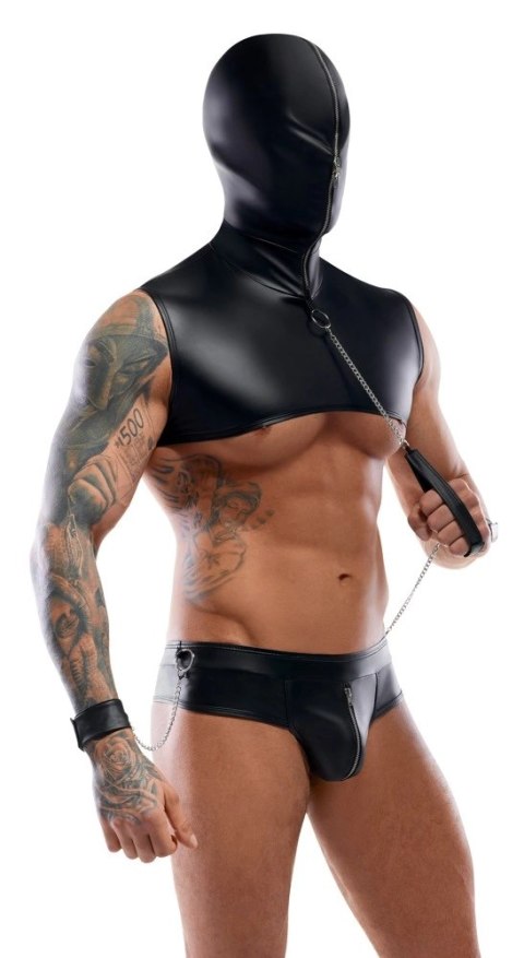 Svenjoyment Bondage zestaw męski matowy czarny 2XL z kapturem i akcesoriami Svenjoyment
