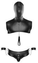 Svenjoyment Bondage zestaw męski matowy czarny 2XL z kapturem i akcesoriami Svenjoyment