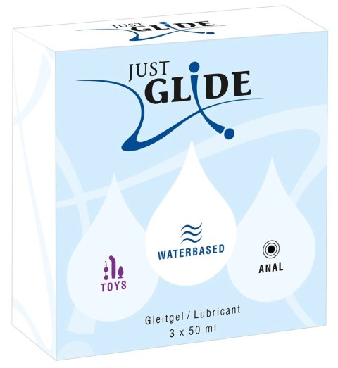 Just Glide Zestaw 3x50 ml - Lubrykanty wodne do skory wrażliwej i akcesoriow Just Glide