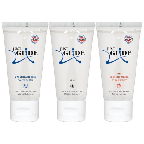 Just Glide Zestaw 3x50 ml - Lubrykanty wodne do skory wrażliwej i akcesoriow Just Glide