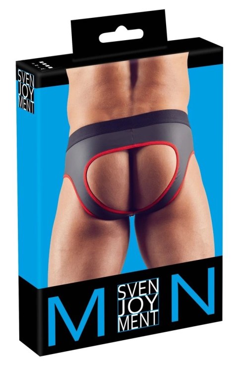 Svenjoyment Jockstrap XL czarno-czerwony z zamkiem i otwartym tyłem Svenjoyment