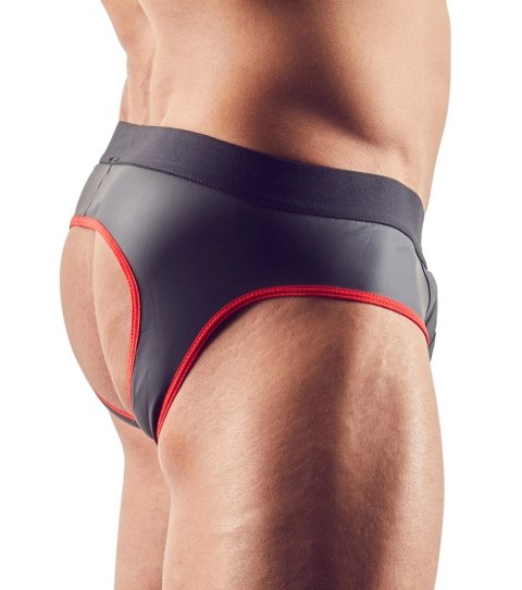 Svenjoyment Jockstrap XL czarno-czerwony z zamkiem i otwartym tyłem Svenjoyment