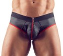 Svenjoyment Jockstrap XL czarno-czerwony z zamkiem i otwartym tyłem Svenjoyment