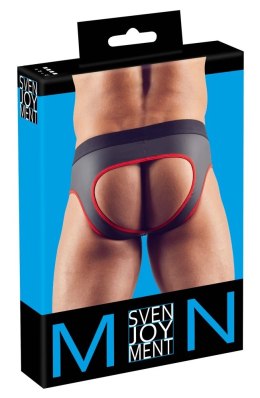 Svenjoyment Jockstrap czarno-czerwony M z zamkiem i otwartym tyłem Svenjoyment