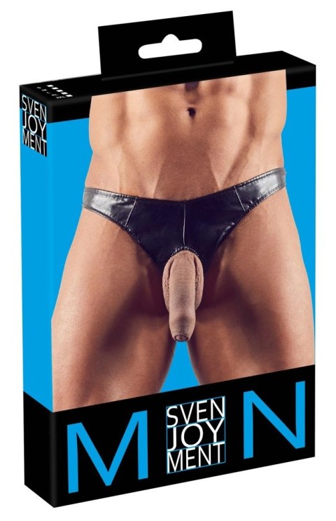 Svenjoyment Stringi męskie XL czarne połysk otwor przod Svenjoyment