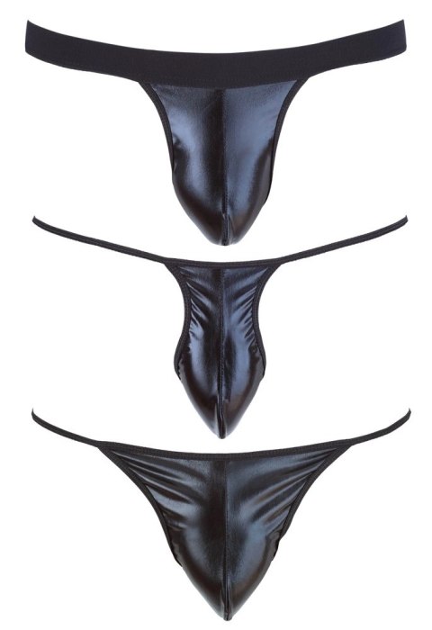 Svenjoyment Zestaw 3 Par Stringow Męskich Czarny Wetlook S-L Svenjoyment