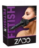 ZADO Double Gag System Skorzany z Paskiem na Głowę Czarny 13 cm ZADO