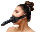 ZADO Double Gag System Skorzany z Paskiem na Głowę Czarny 13 cm ZADO