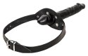 ZADO Double Gag System Skorzany z Paskiem na Głowę Czarny 13 cm ZADO